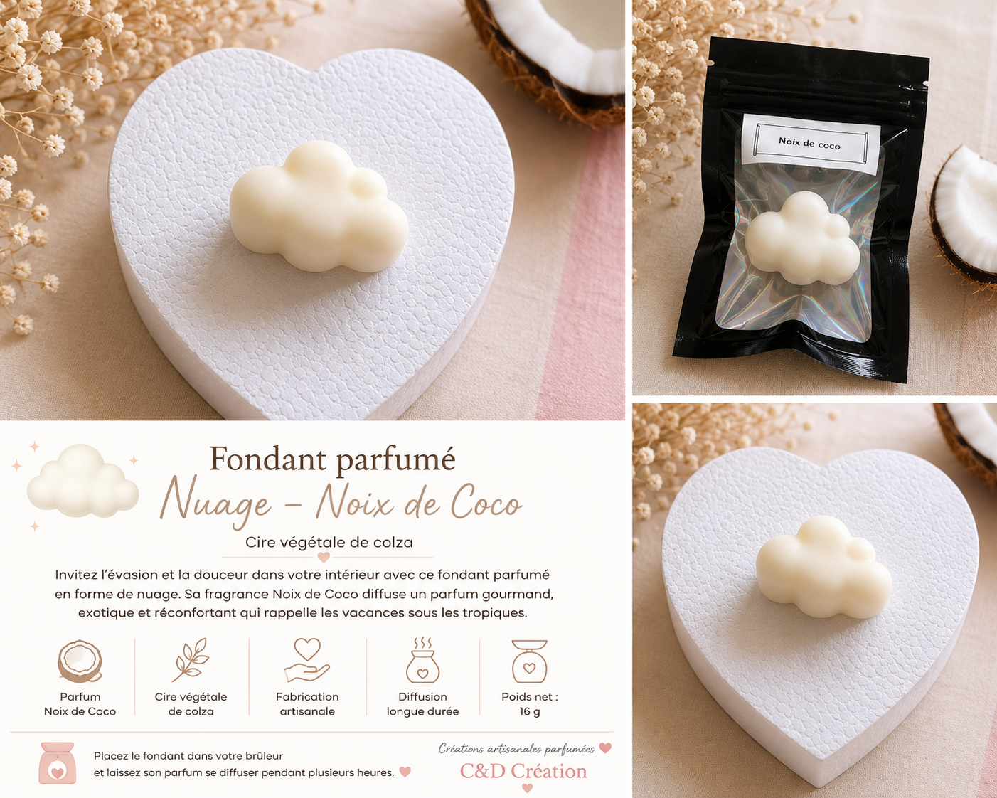 Fondant parfumé Nuage – Noix de Coco
