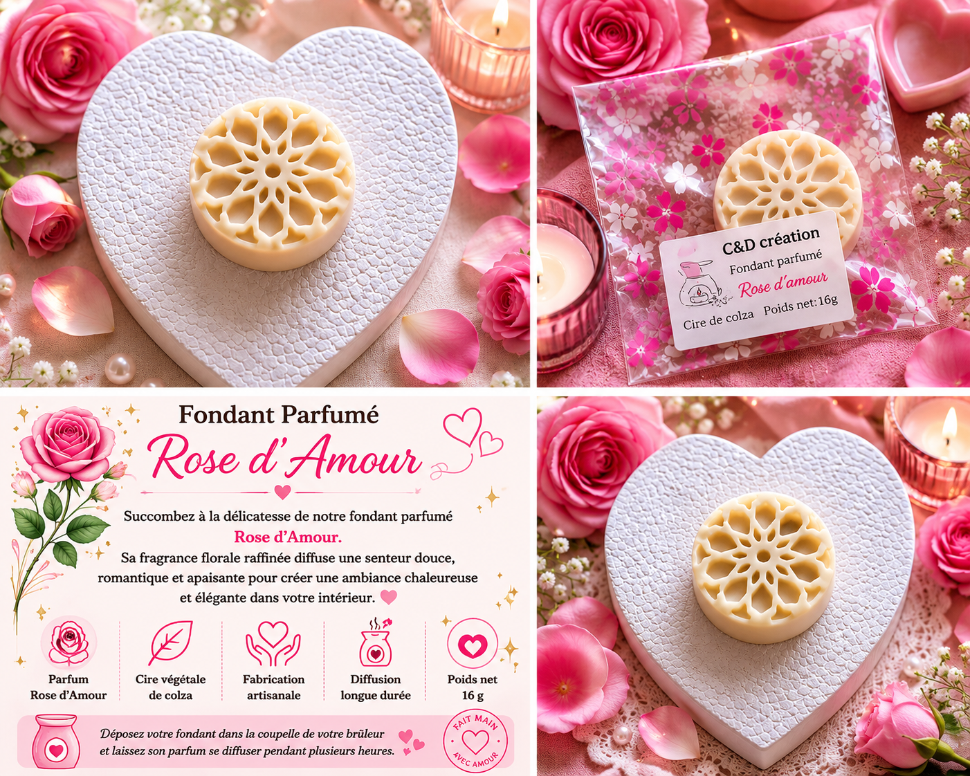 Fondant Parfumé Rose d’Amour – Douceur Florale & Romantique