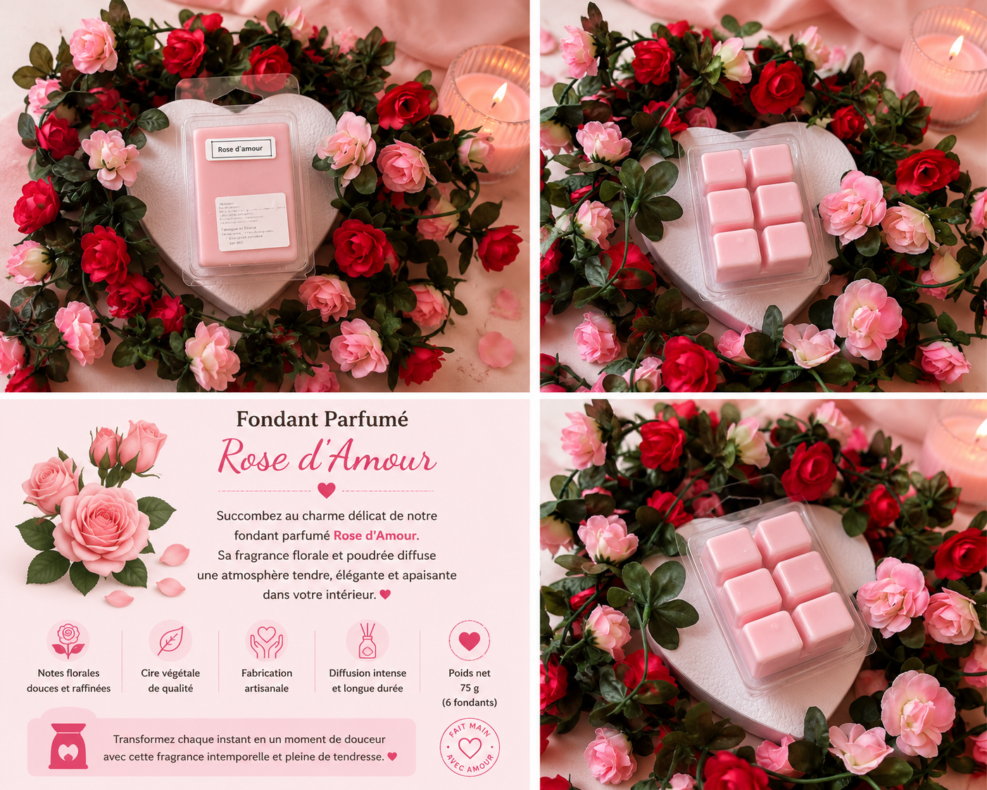 Tablette fondant - rose d’amour