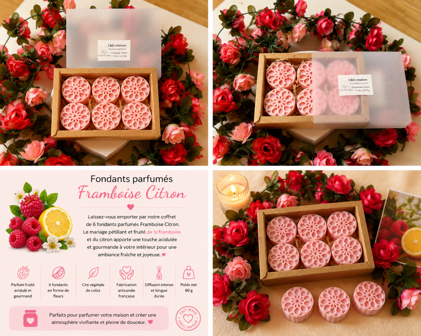 Boîte découverte fondant - framboises citron