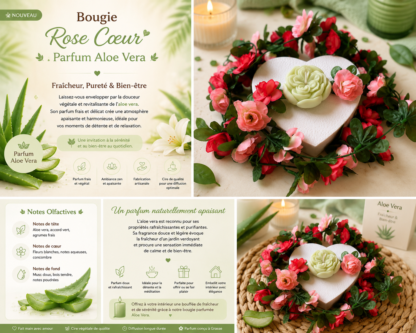 Bougie fleur de lotus - aloe Vera